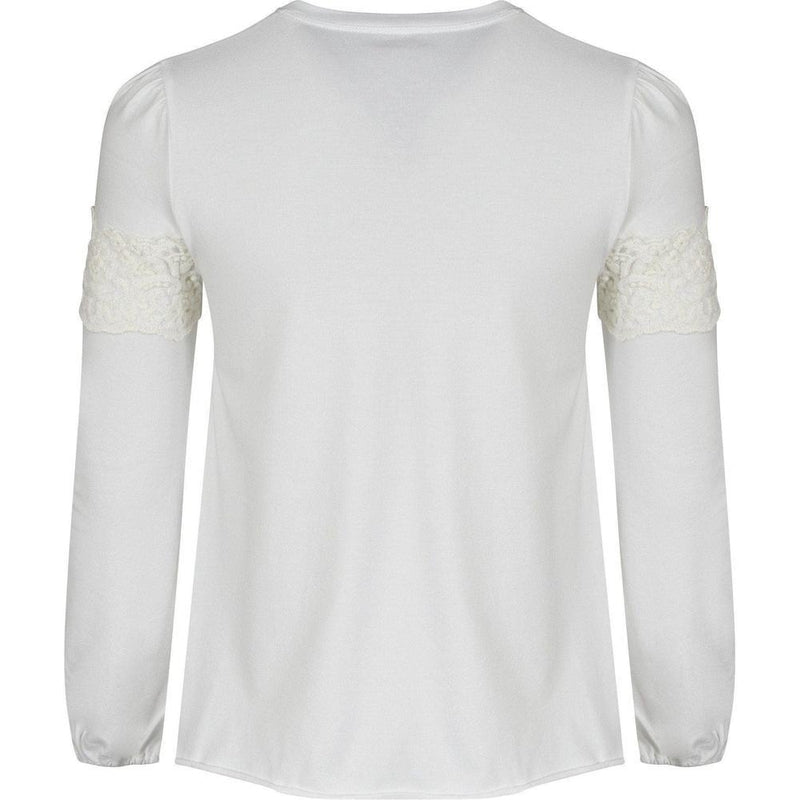 Ermanno Scervino Ermanno Scervino Cream T-Shirt with Lace Detail