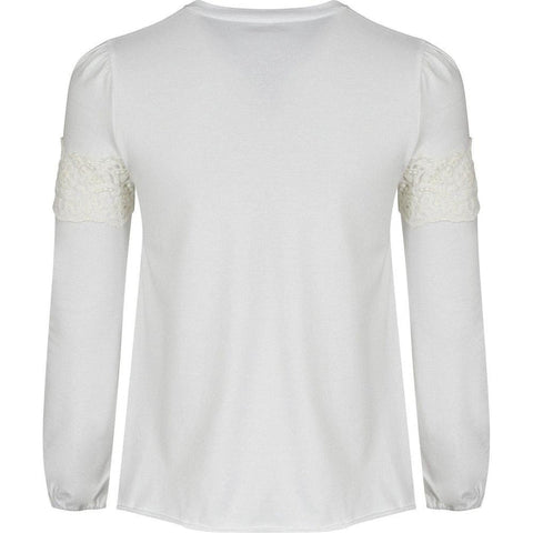 Ermanno Scervino Ermanno Scervino Cream T-Shirt with Lace Detail