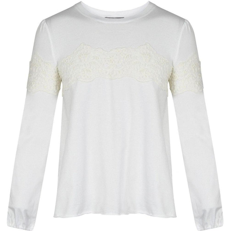 Ermanno Scervino Ermanno Scervino Cream T-Shirt with Lace Detail