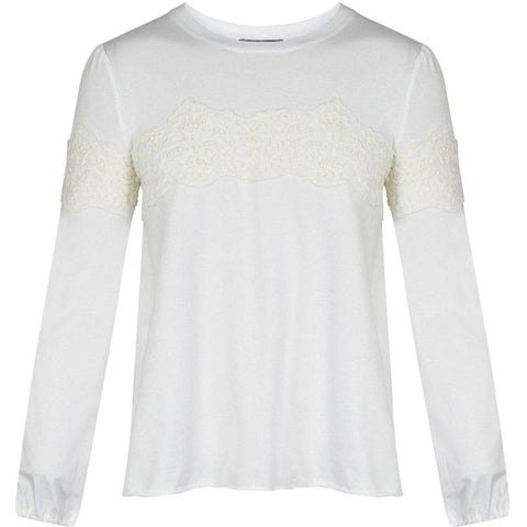 Ermanno Scervino Ermanno Scervino Cream T-Shirt with Lace Detail