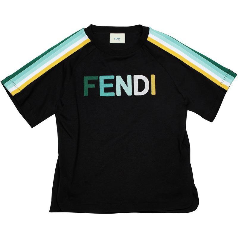 Fendi Boys Black & Green Logo T-Shirt