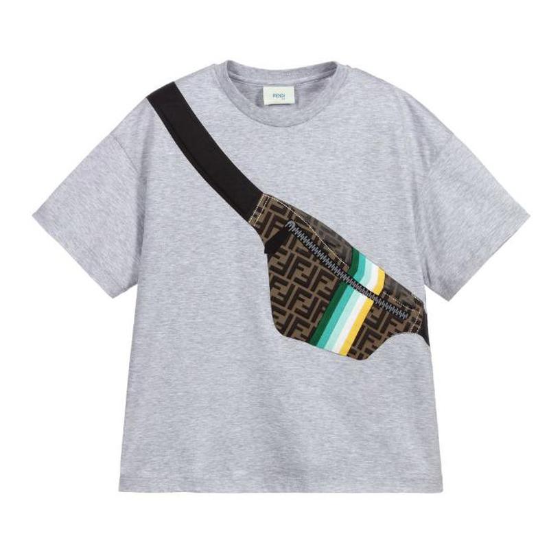 Fendi Boys Grey Bag Logo T-shirt