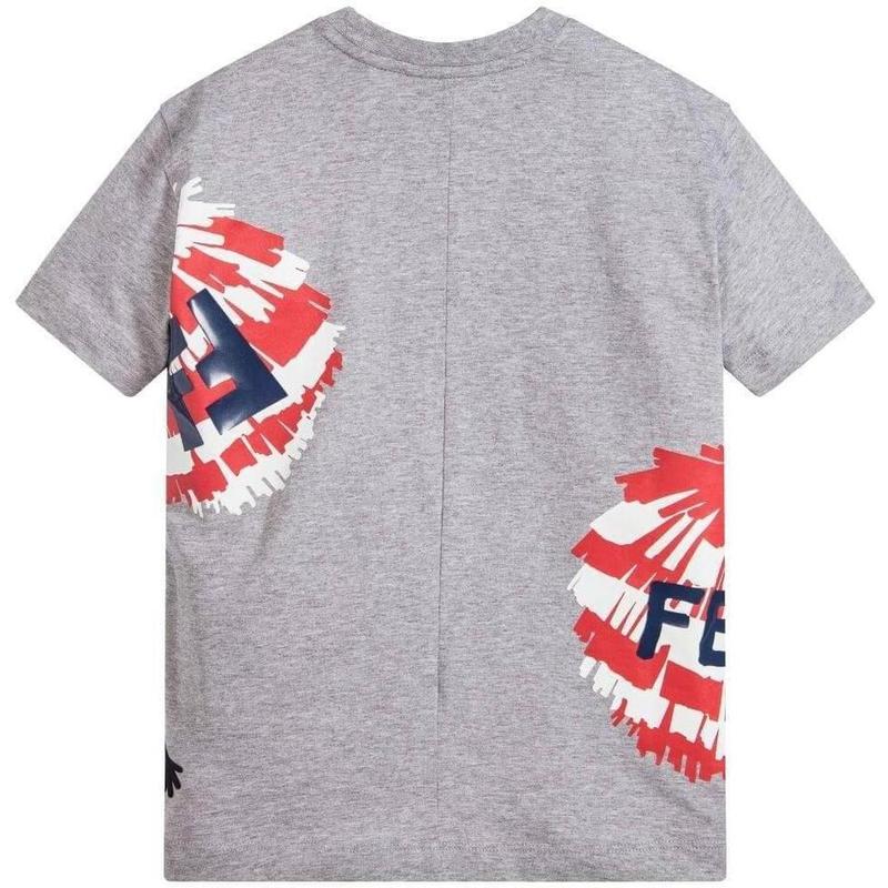 Fendi Boys Grey Pom-Pom T-Shirt