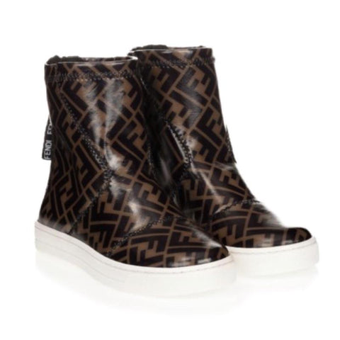 Fendi Brown FF Logo Boots