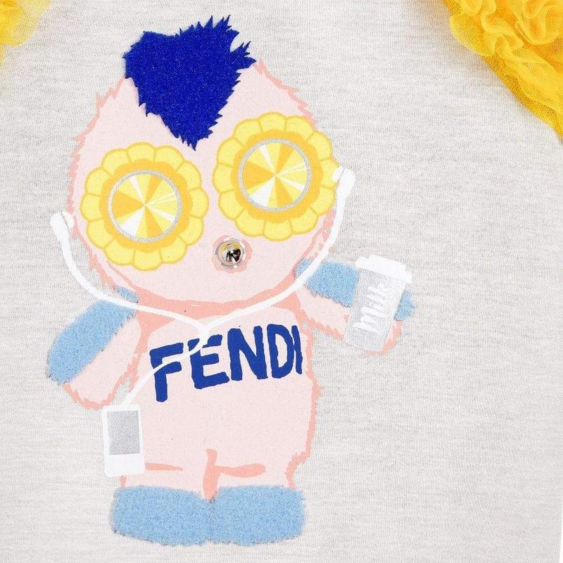 Fendi Girls Grey and Yellow Top