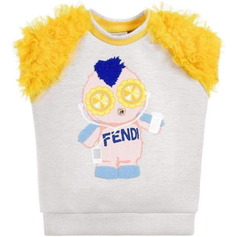 Fendi Girls Grey and Yellow Top