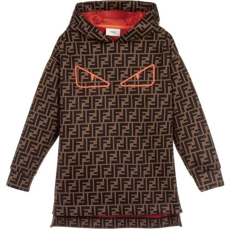 Fendi Girls Hooded Logo Dress