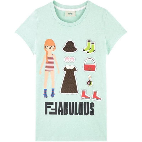 Fendi Girls Mint Green T-Shirt