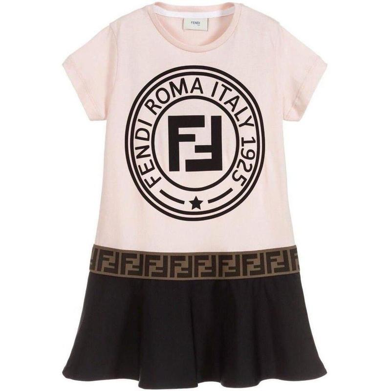 Fendi Girls Pink & Black Jersey Dress