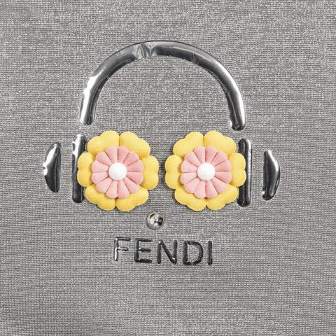 Fendi Girls Silver Lurex Oversized Sweatshirt