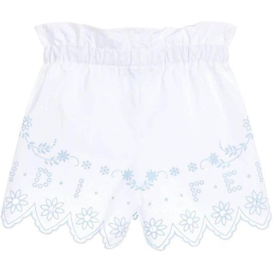 Girls White Cotton Shorts