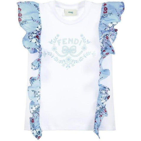 Fendi Girls White Frill Blouse