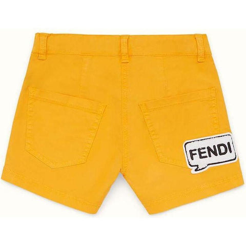 Fendi Kids Girls Orange Stretch Cotton Denim Shorts