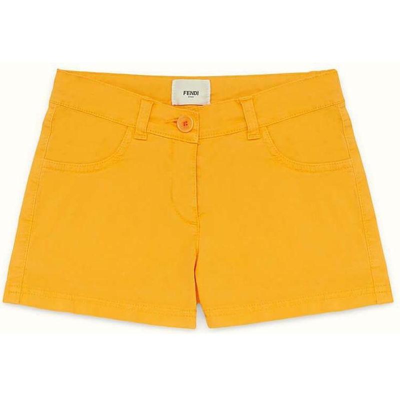 Fendi Kids Girls Orange Stretch Cotton Denim Shorts