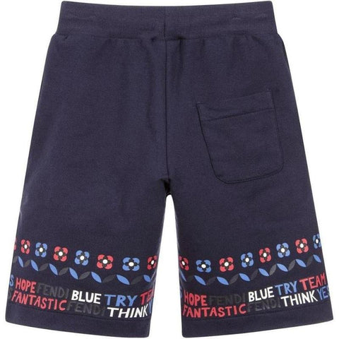 Fendi Navy Blue Bandana Print Shorts