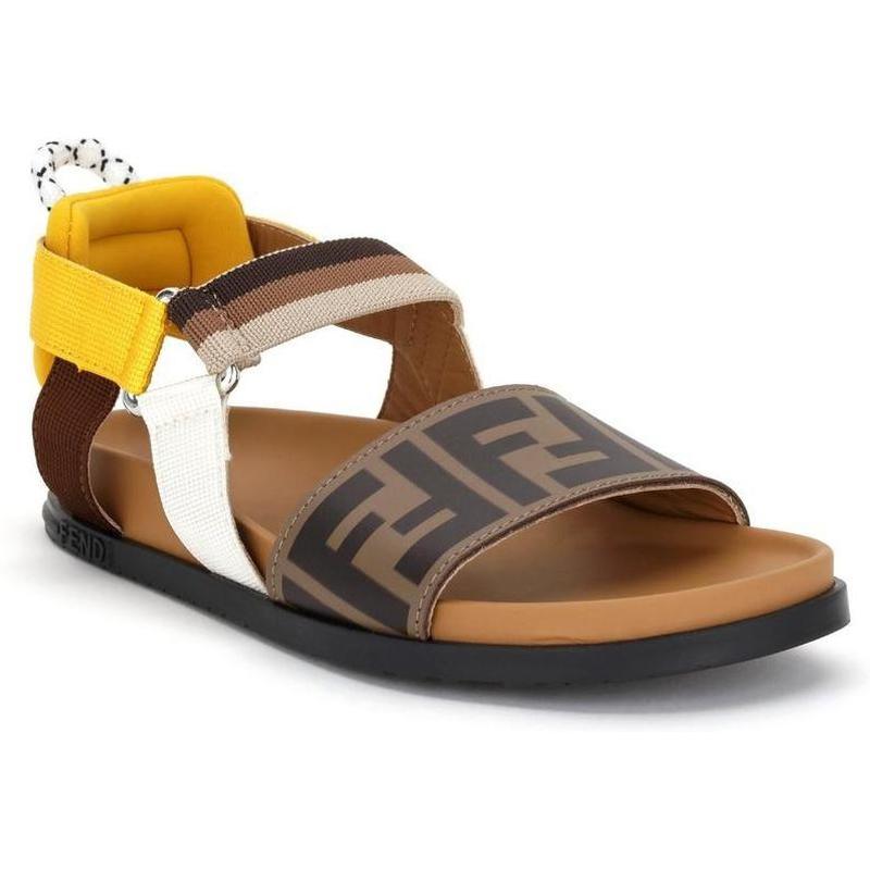 Fendi Tobacco FF Logo Strap Sandals