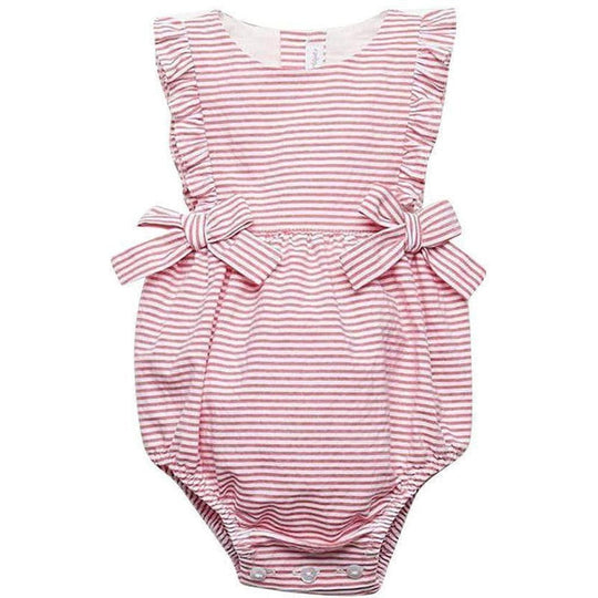 Girls Red Stripe Rompers