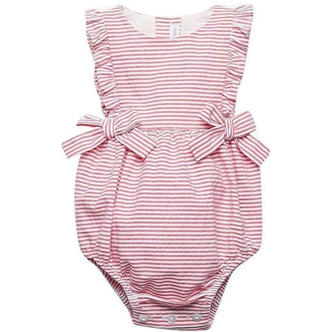 Fina Ejerique Girls Red Stripe Rompers