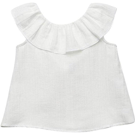 Girls White Scoop Back Blouse