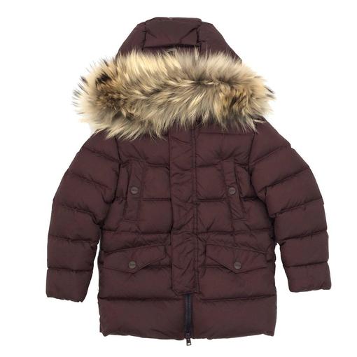 Herno Boys Marroon Down Coat With Fur Hood