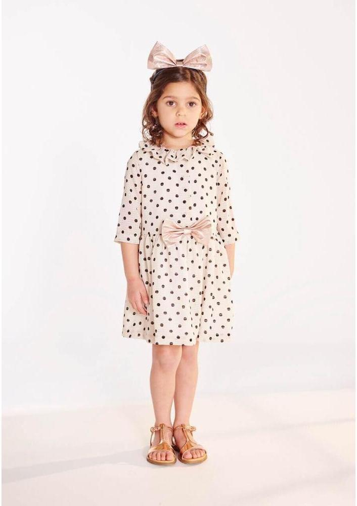 Hucklebones Polka Dot Ruffle Neck Tea Dress