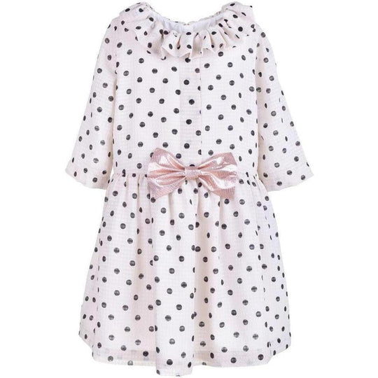 Polka Dot Ruffle Neck Tea Dress