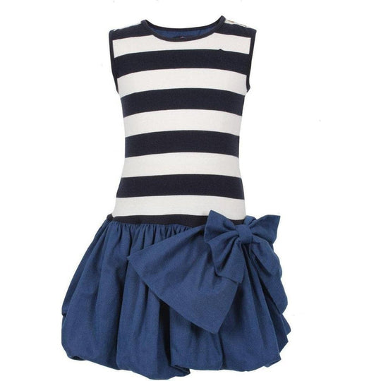Girls Navy Blue Stripe Dress