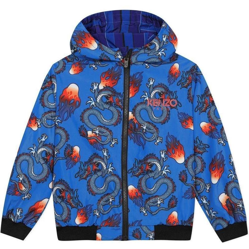 Kenzo Kids Boys Blue Dragon Celebration Jb Reversible Windbreak