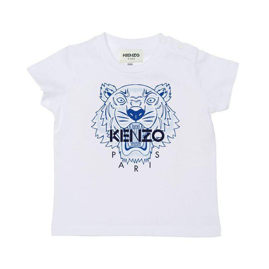 Boys White Tiger Print T-Shirt
