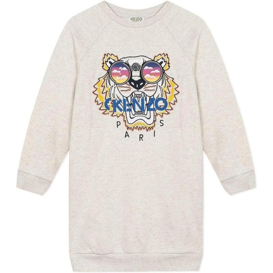 Girls Beige Marl Tiger Sweatshirt Dress