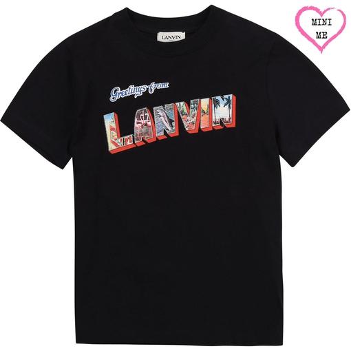 Lanvin Boys Navy Greetings T-shirt