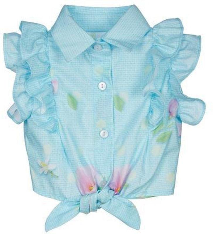 Lapin House Girls Turquoise Tuelle Dress & Blouse Set