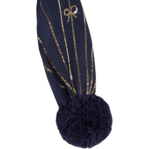 Lili Gaufrette Girls Navy Sequinned Scarf