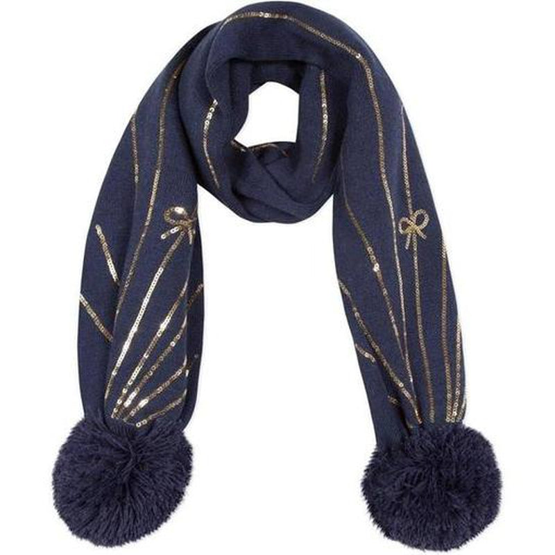 Lili Gaufrette Girls Navy Sequinned Scarf