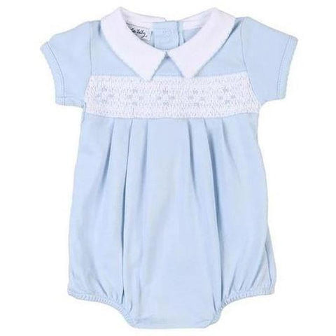 Magnolia Baby Boys Blue Elena & Elia Smocked Romper