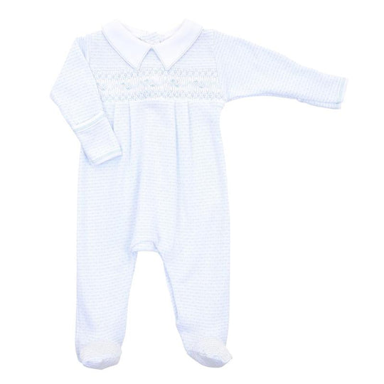 Boys Maddy and Michael's Classics Smocked Collared Footie Babygrow