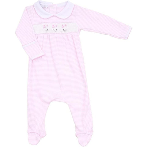 Magnolia Baby Girls Pale Pink Striped Babygrow