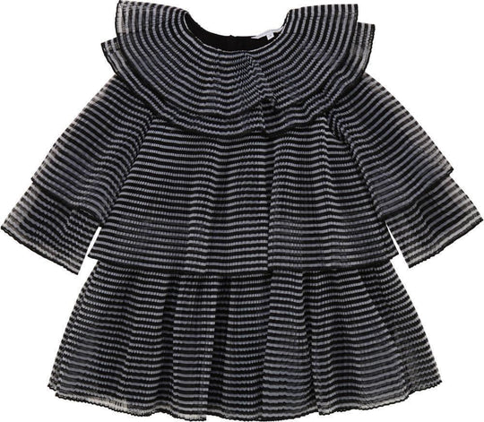 Girls Black/Grey Pleated Dress