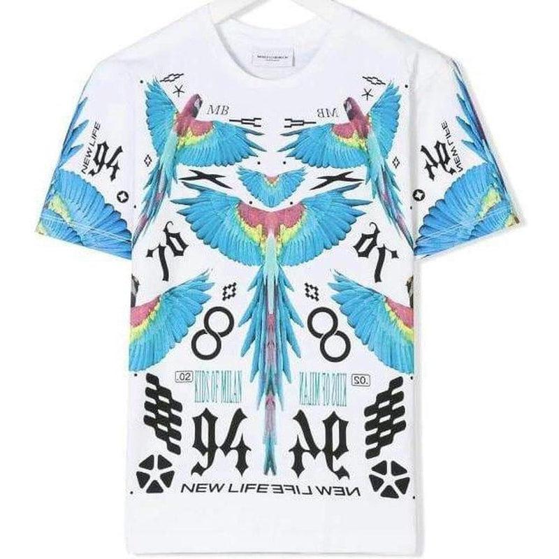 Marcelo Burlon White Short Sleeved 'All over wings' Print T-Shirt