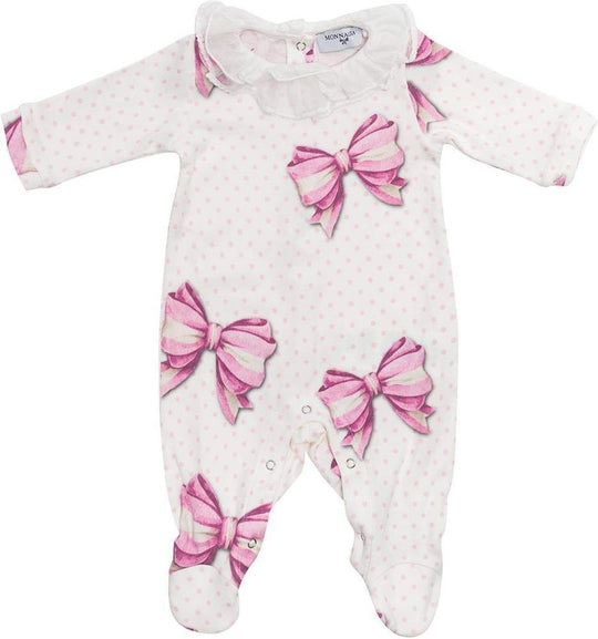 Baby Girls Ivory Spot Babygrow