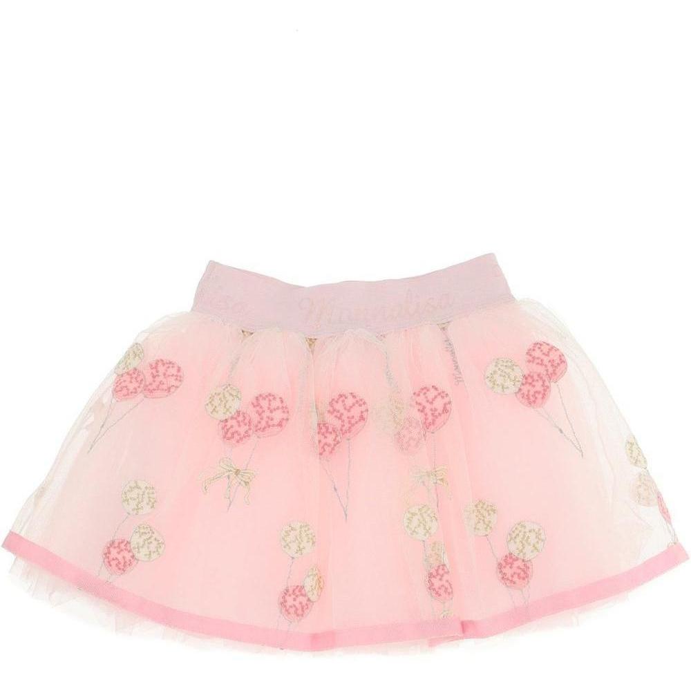 Monnalisa Baby Girls Pink Floral Tulle Skirt