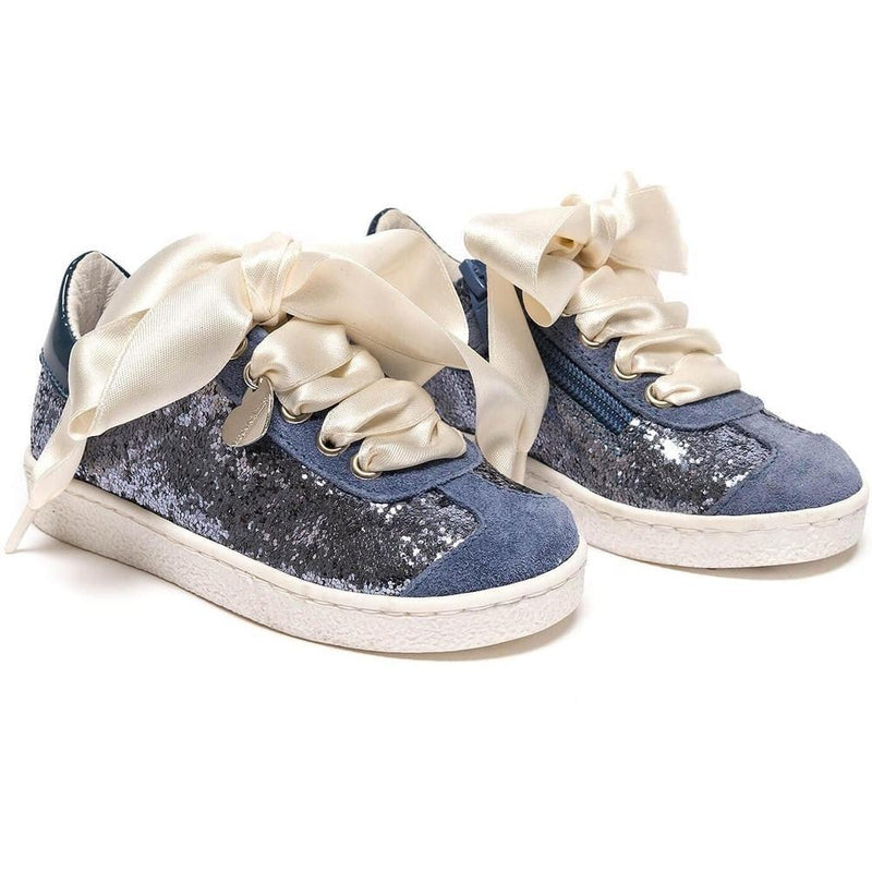 Monnalisa Blue Glitter Trainers