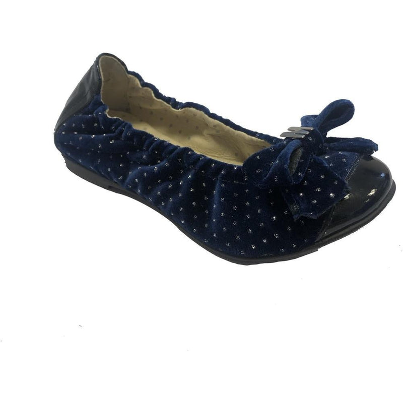 Monnalisa Blue Velvet Bow Shoe