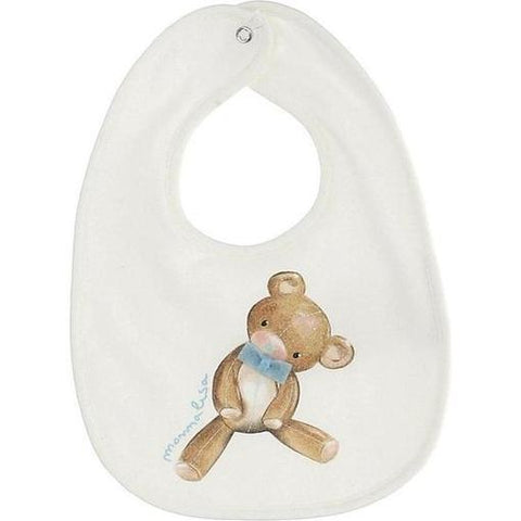 Monnalisa Cream & Blue Teddy Bib