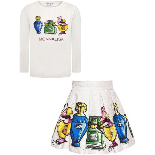 Cream 'Perfume' Top & Skirt Set