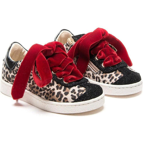 Monnalisa Girls Animal Print Leather Trainers