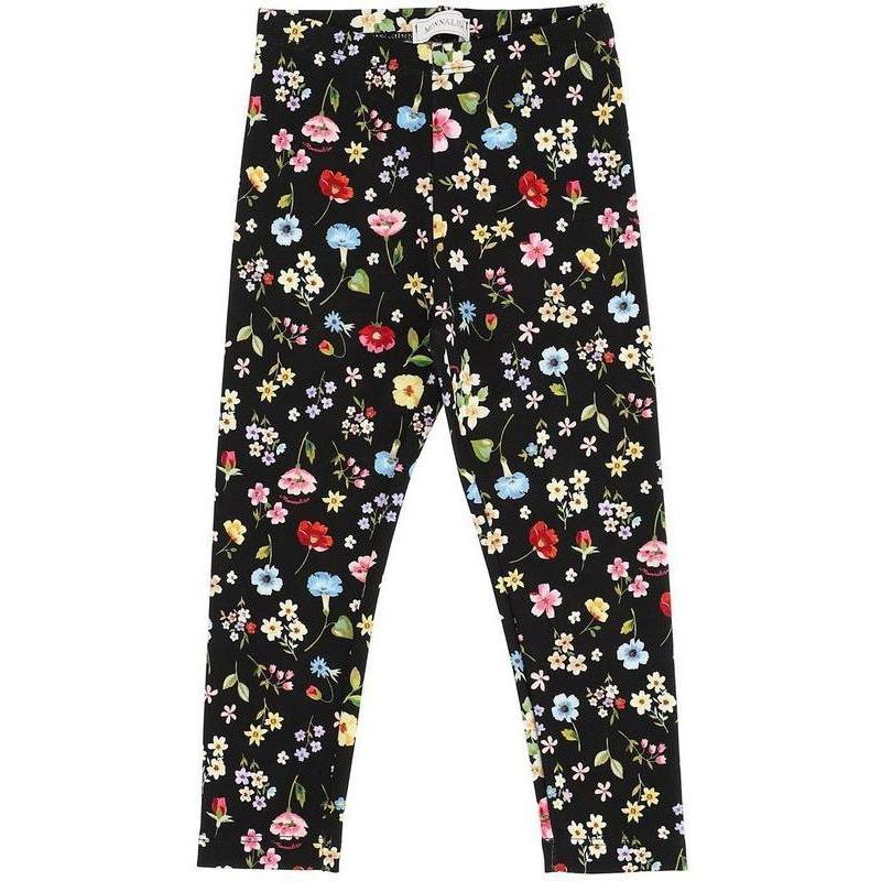 Monnalisa Girls Black Floral Leggings