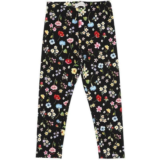 Girls Black Floral Leggings