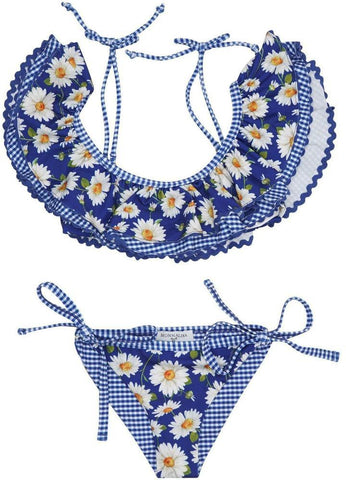 Monnalisa Girls Blue Daisy Bikini