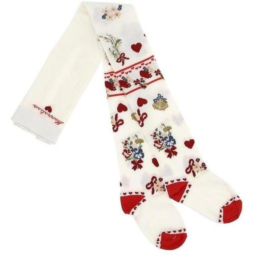 Monnalisa Girls Cream Mickey & Minnie Tights